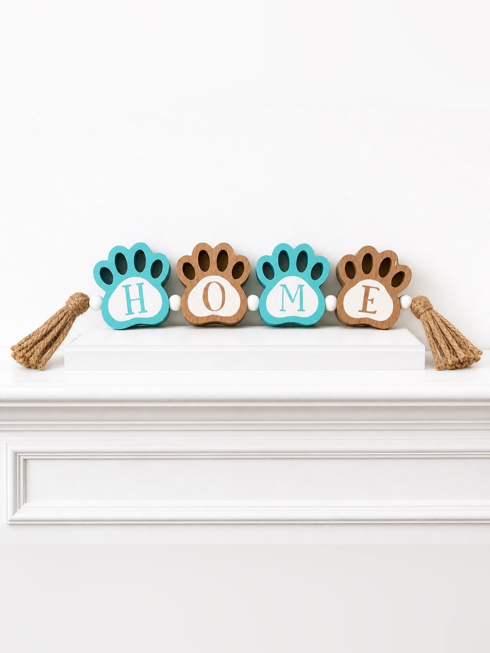 Dog Paw HOME wooden decor with tassles NWT